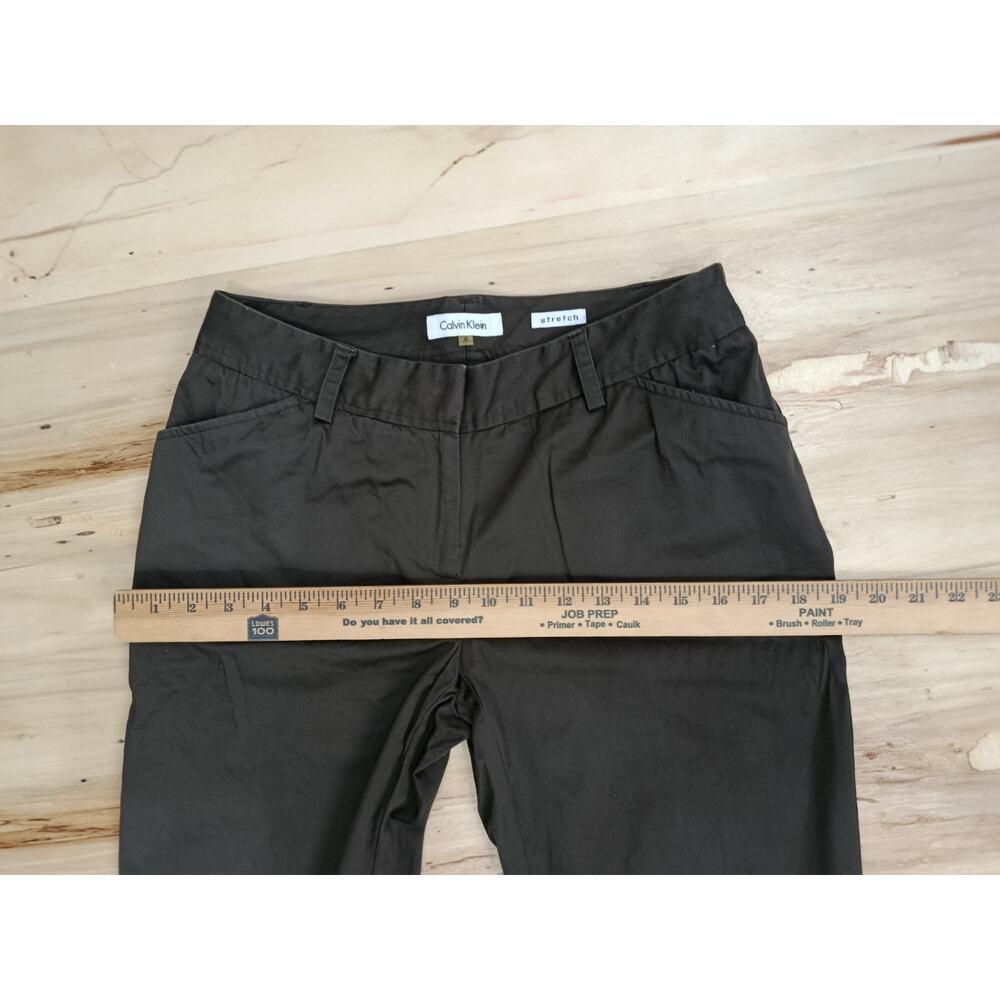 Calvin Klein Women Pants Size 2 Olive Army Green Stretch Mid Rise Casual Trouser - Picture 11 of 13